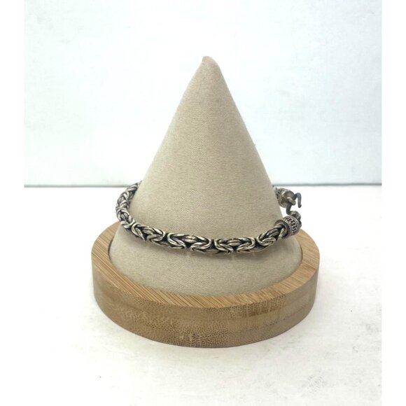 Sterling Silver 925 Byzantine Chain Bracelet 8 5/8" Long Fish Hook Closure 29g - Picture 3 of 9